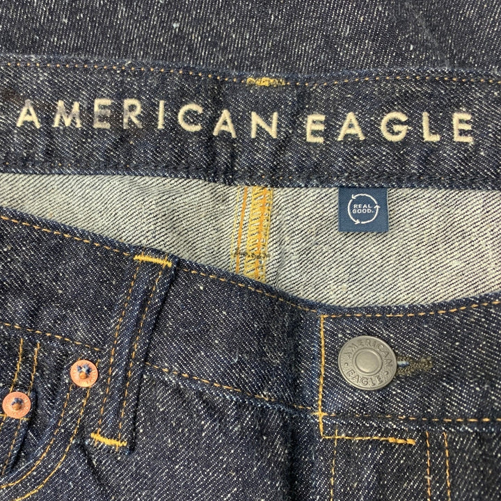 New American Eagle Mens 32x34 Original Boot Cut Denim Dark Blue Marled Jeans