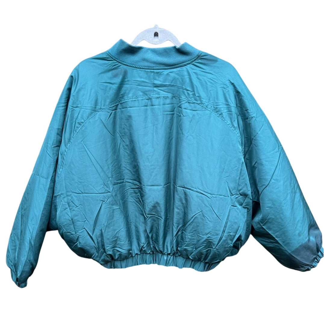 NWT New Look Womens Large Emerald Green Long Sleeve Full Zip Bomber Jacket