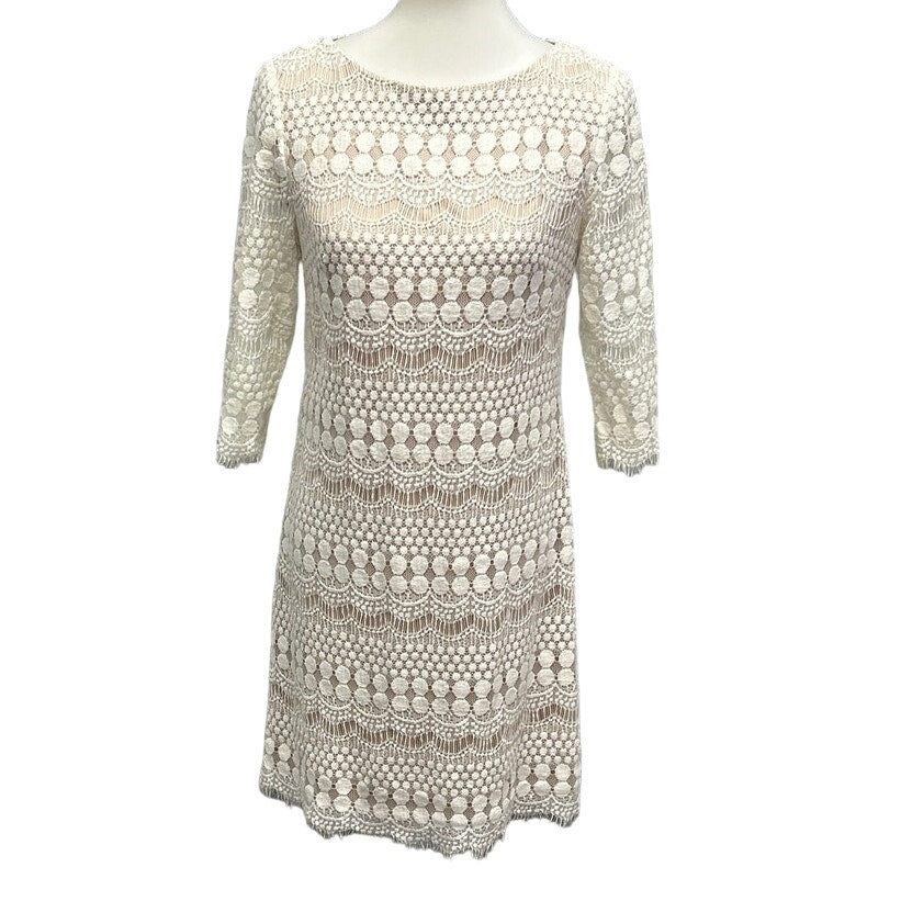 Jessica Howard Size 8 3/4 Sleeve Lacy Overlay Fully Lined Body Con Dress