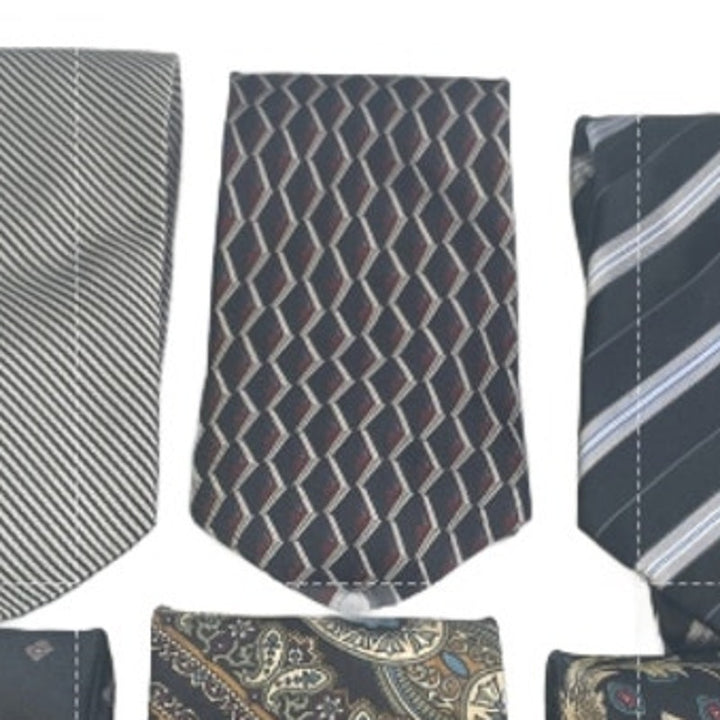 Lot of 6 Black SIlver Gray Striped Floral Vintage and Modern Mens Neck Ties