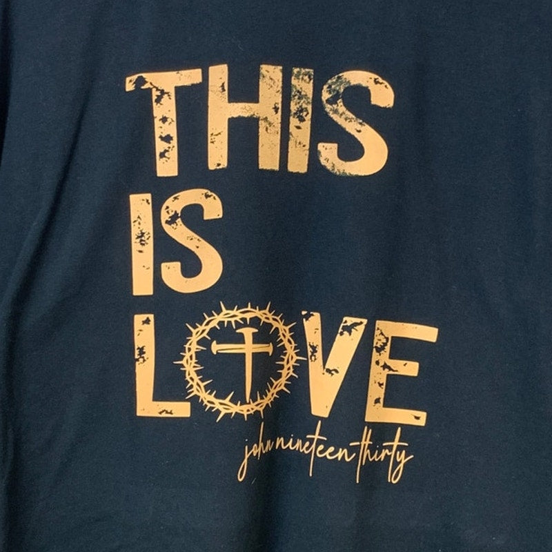 Upcycled Hand Printed Women 3XL This Is Love John Nineteen Thirty Sweatshirt EUC