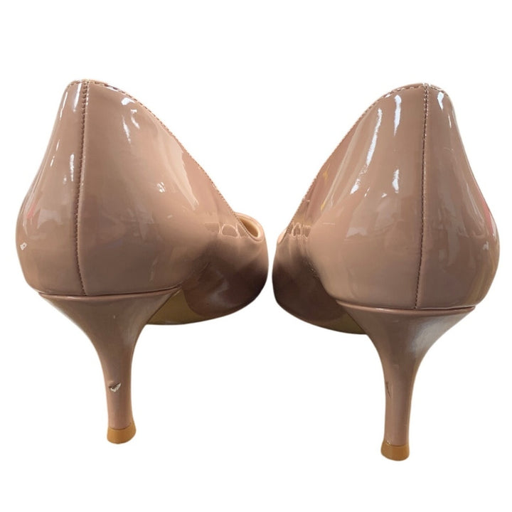 Joy In Love Womens 7.5 Tan 3" Heel Close Pointy Toe Faux Leather Pumps Shoes