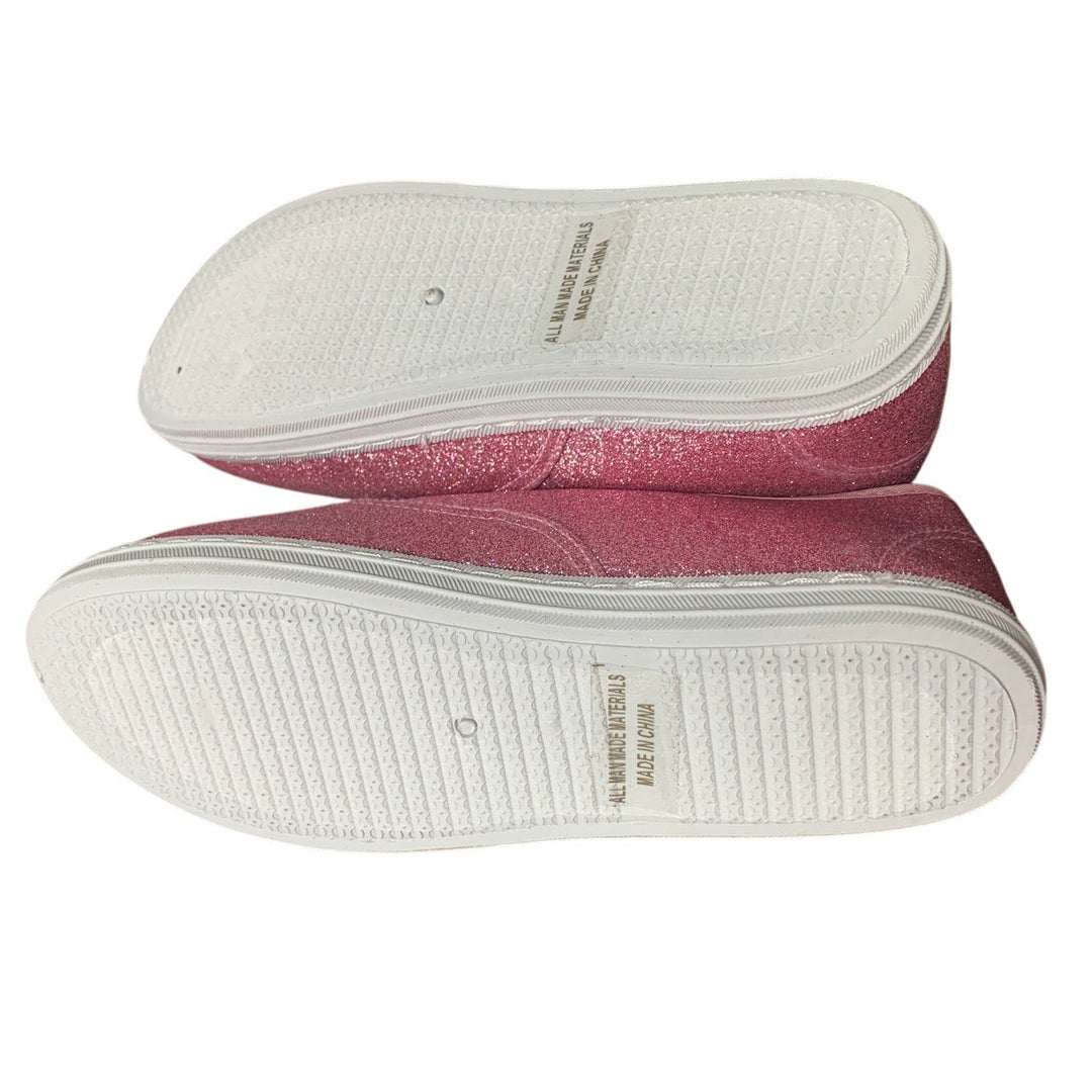 New Shoes18 Womens Size 10 Pink Glitter White Lace Up Canvas Shoes Sneakers