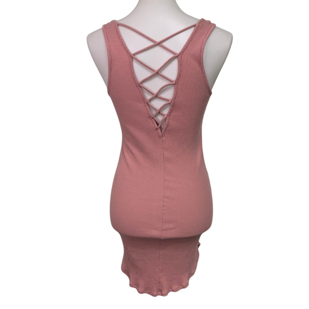 Ambiance Womens Large Cotton Blend Sleeveless Strappy Ribbed Bodycon Dress