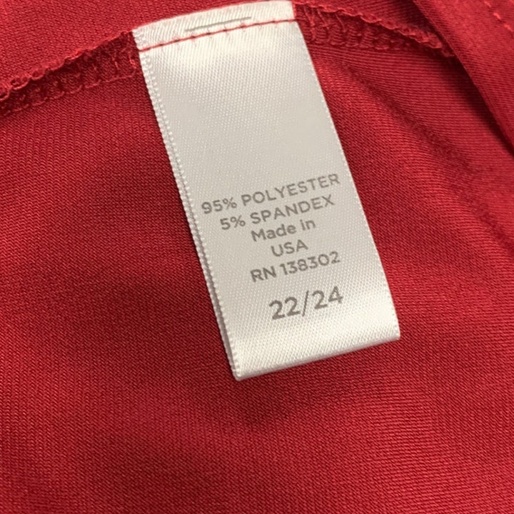 Avenue Womens Size 22/24 Red PolySpandex Long Sleeve Key Hole Tunic Shirt Top
