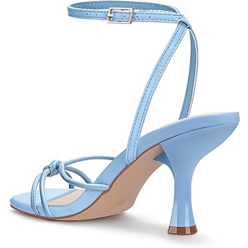 Party Womens Size 7.5 Baby Blue Open Toe 3.5" Heel Ankle Strap Sandal Shoes