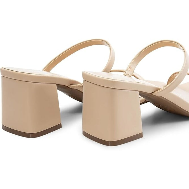 Dream Pairs Womens Size 7.5 Tan Open Toe Double Strap 3" Block Heel Sandal Shoes