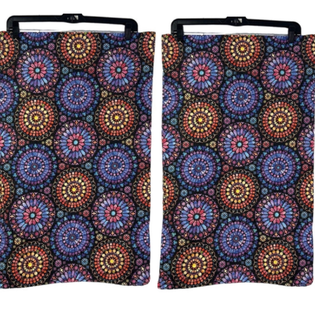 Pair of Handmade Queen 20" x 32" Cotton Blend Stained Glass Circle Bed Pillow Cases