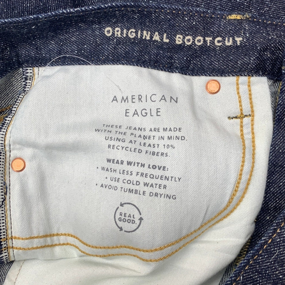 New American Eagle Mens 32x34 Original Boot Cut Denim Dark Blue Marled Jeans