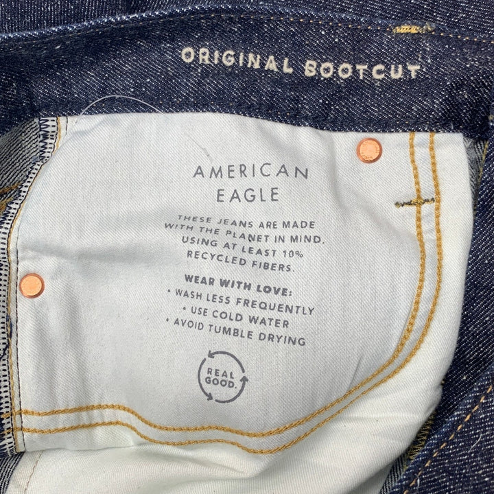 New American Eagle Mens 32x34 Original Boot Cut Denim Dark Blue Marled Jeans