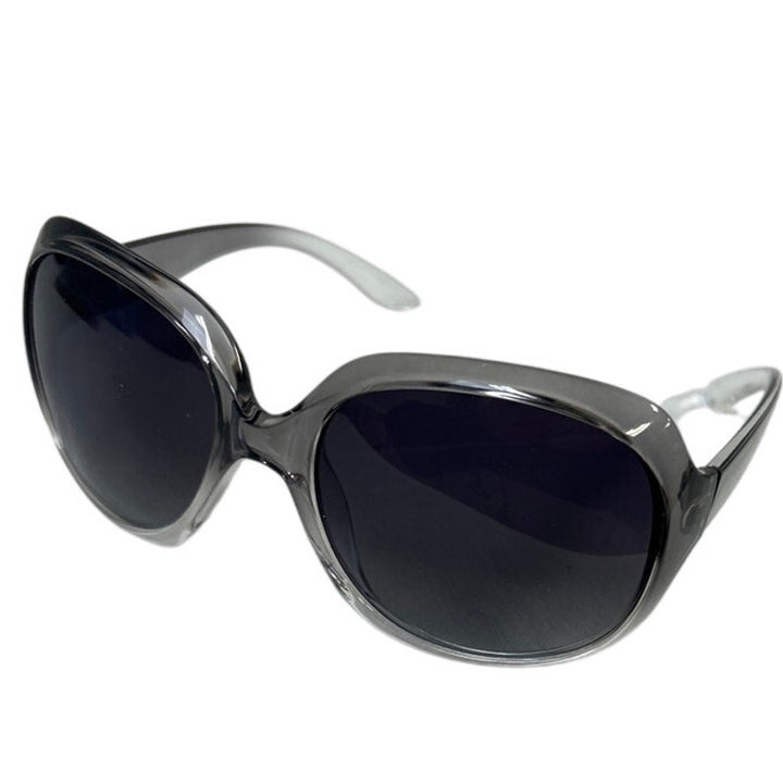 Looking Forward Womens Clear Black Frames Polarized Oversized Round Sunglasses