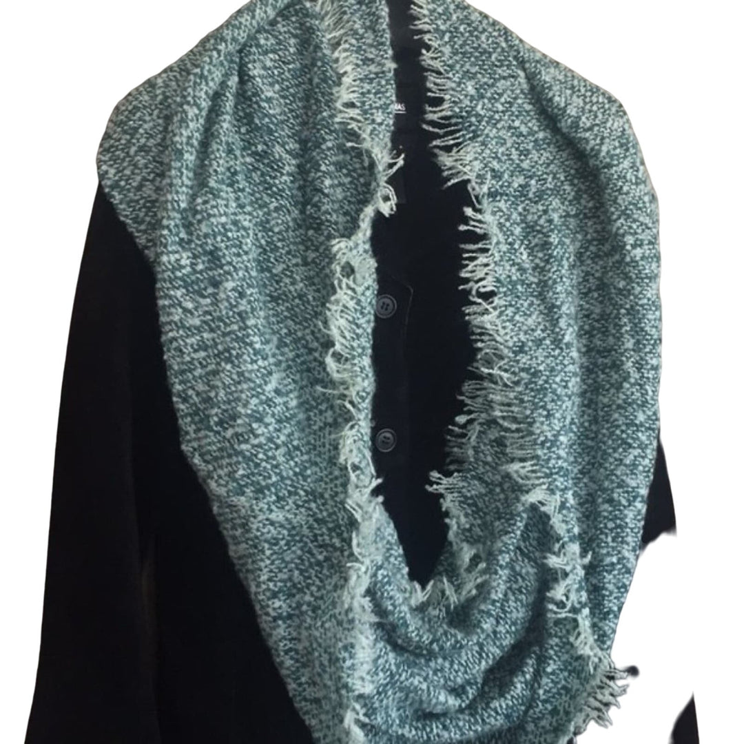 3 Blue Purple Green Infinity Silk Screen Print &amp; Knit Warm Winter Scarves Lot