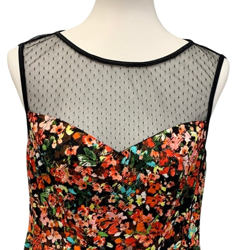 Be Smart Womens Size 10 Illusion Sweetheart Neckline Fit Flare Floral Dress