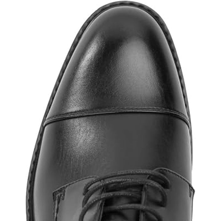 Cusolamore Mens Size 10 Black Lace Up Wingtip Faux Leather Classic Dress Oxfords