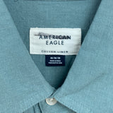 2 New American Eagle Mens Medium Cotton Linen Long Sleeve Button Up Shirts