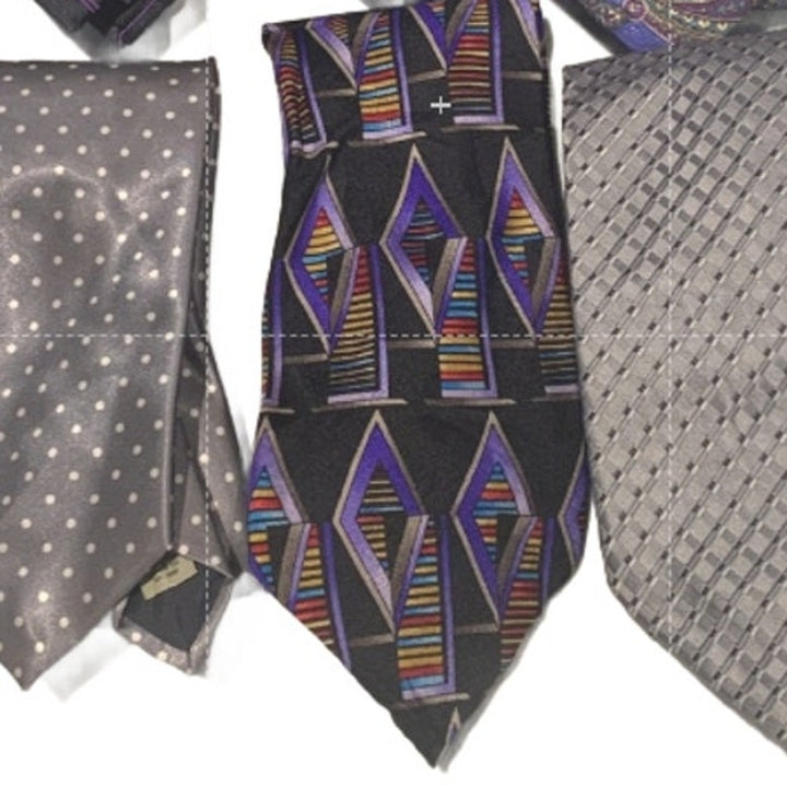 6 Purple Silver Blue Polka Dot Floral Geometric Vintage &amp; Newer Mens Neck Ties