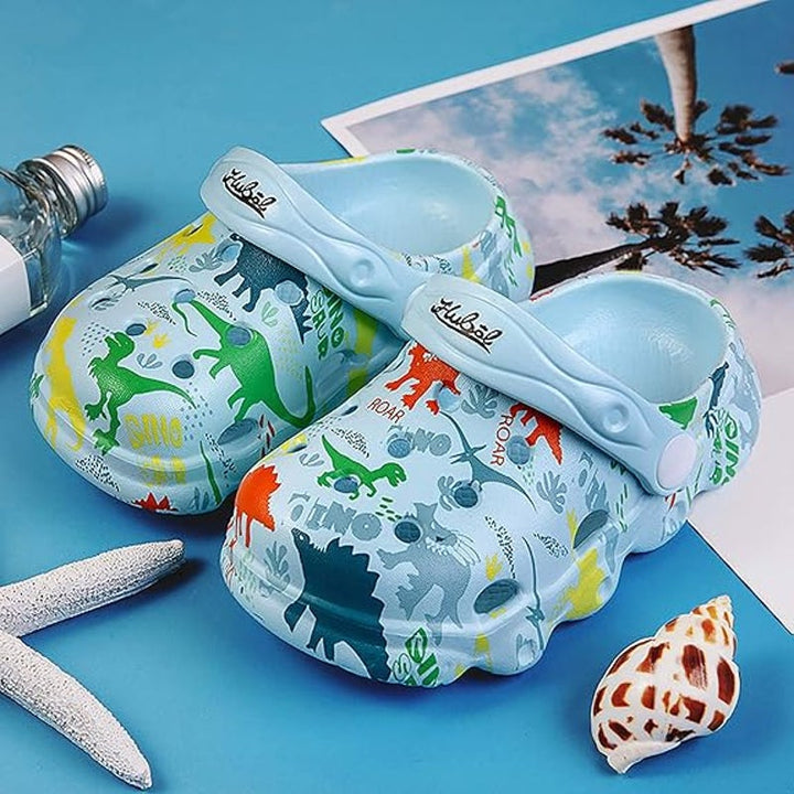 Inminpin Toddler Boys 6.5 Light Blue Dinosaur Clogs Slip On Sandals Water Shoes