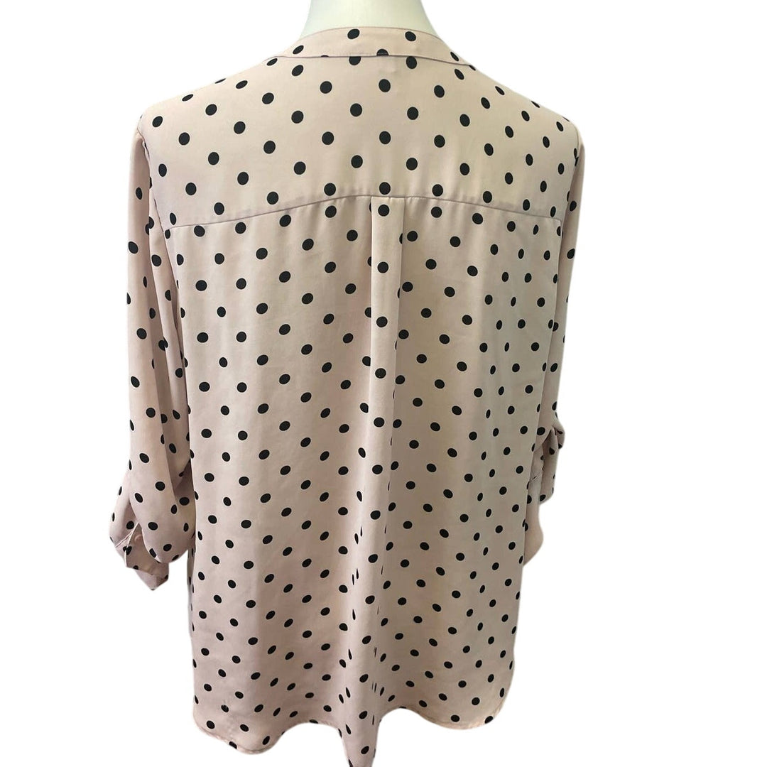 Lot of 2 Express Large Long Tabbed Sleeves Polyester 1/4 Zip V-Neck Blouses Tops
