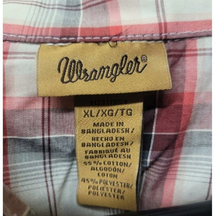 Wrangler Mens XL Long Sleeve Plaid Pearl Snap Up Western Cotton Blend Shirt