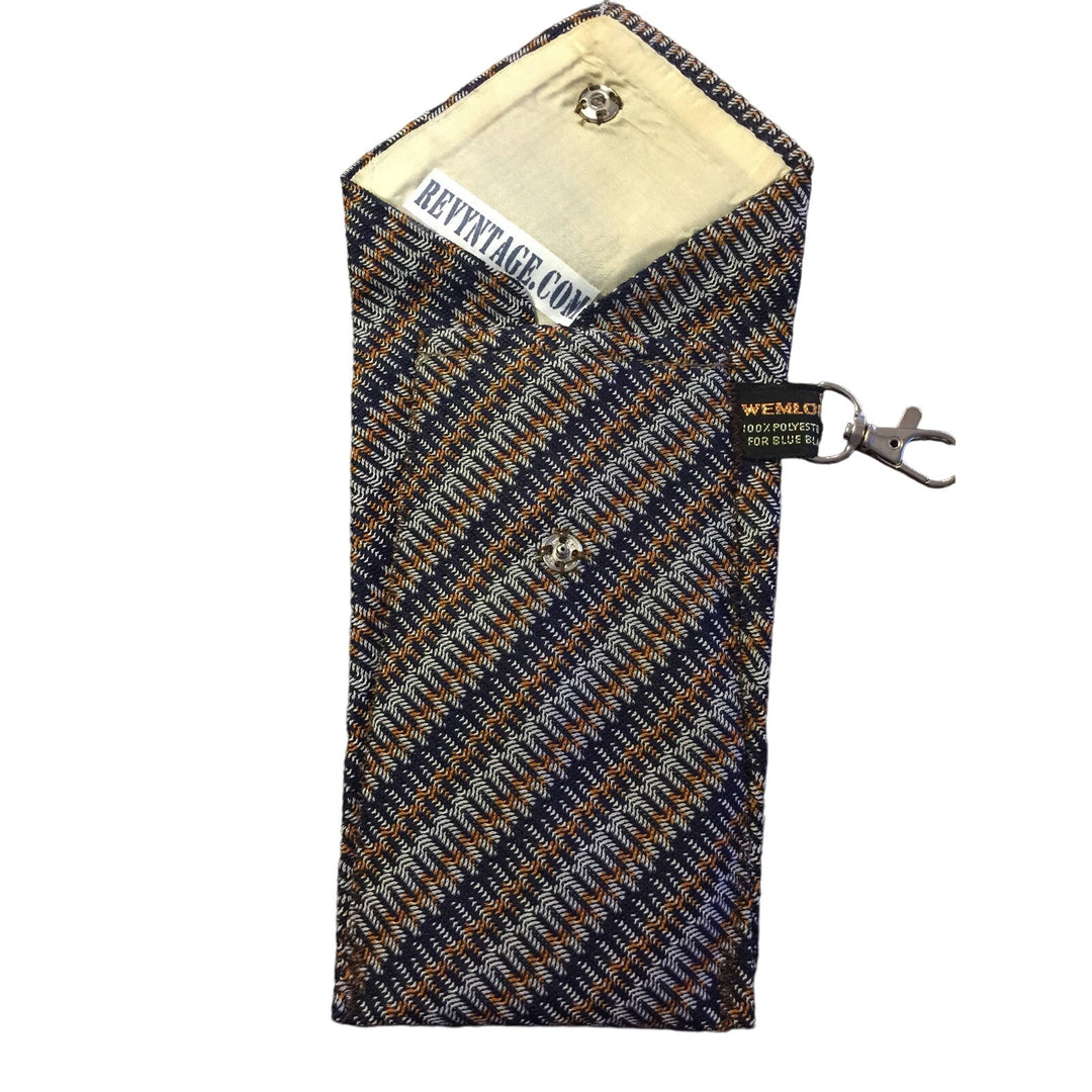 Handmade Upcycled Vintage Repurposed Neck Tie Striped Eyeglass Case Pouch