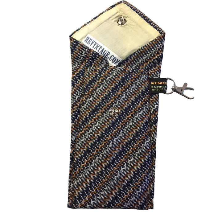 Handmade Upcycled Vintage Repurposed Neck Tie Striped Eyeglass Case Pouch
