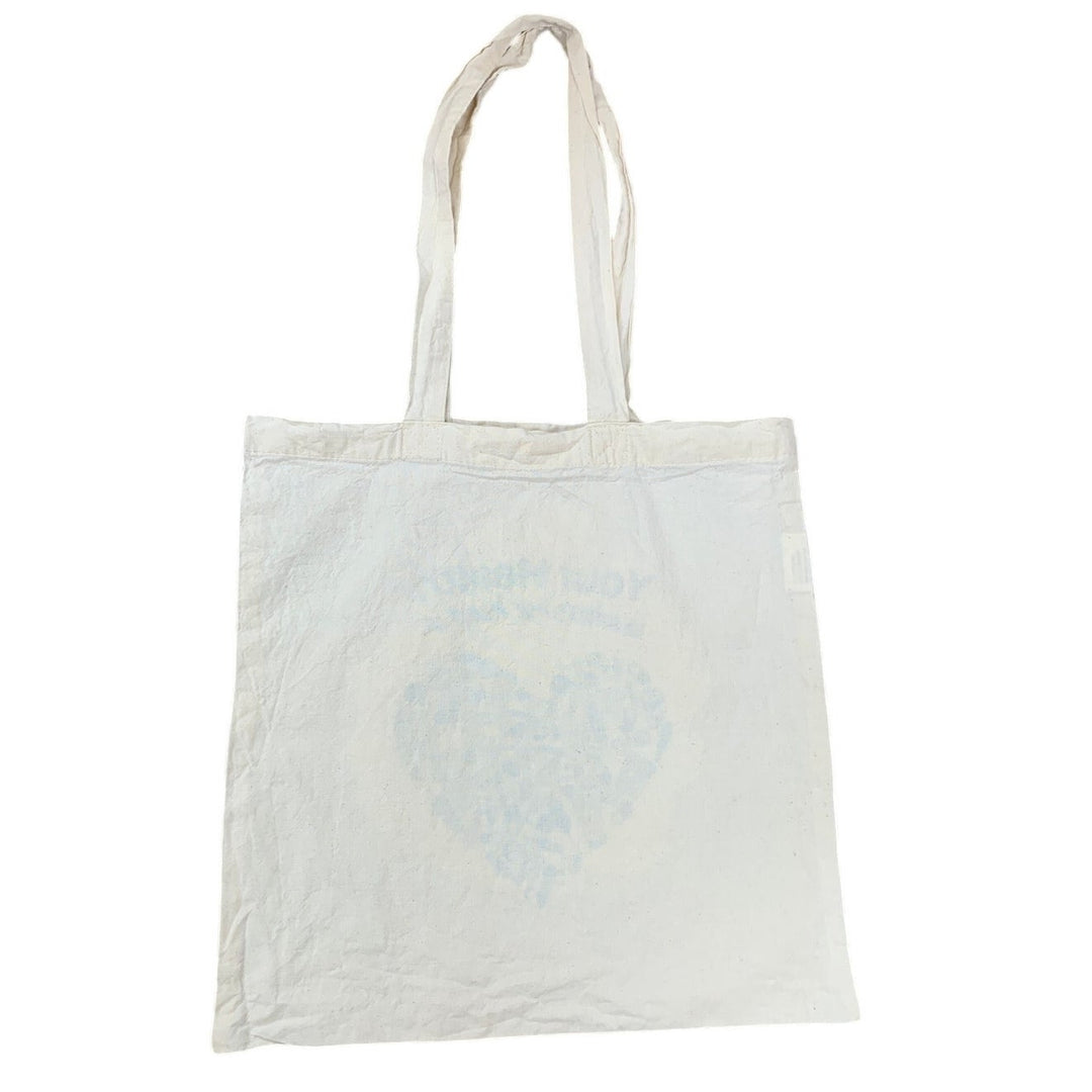 Upcycled Hand Printed Rustic Pinecone 100% Cotton Natural Off White Tote Bag