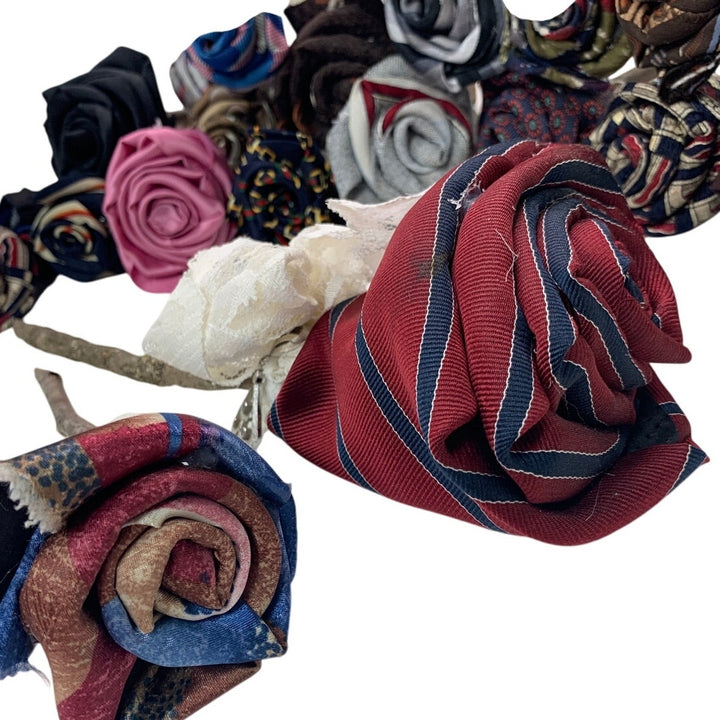 24 Handmade Upcycled Neck Tie Individual Roses Floral Arranging Craft Project