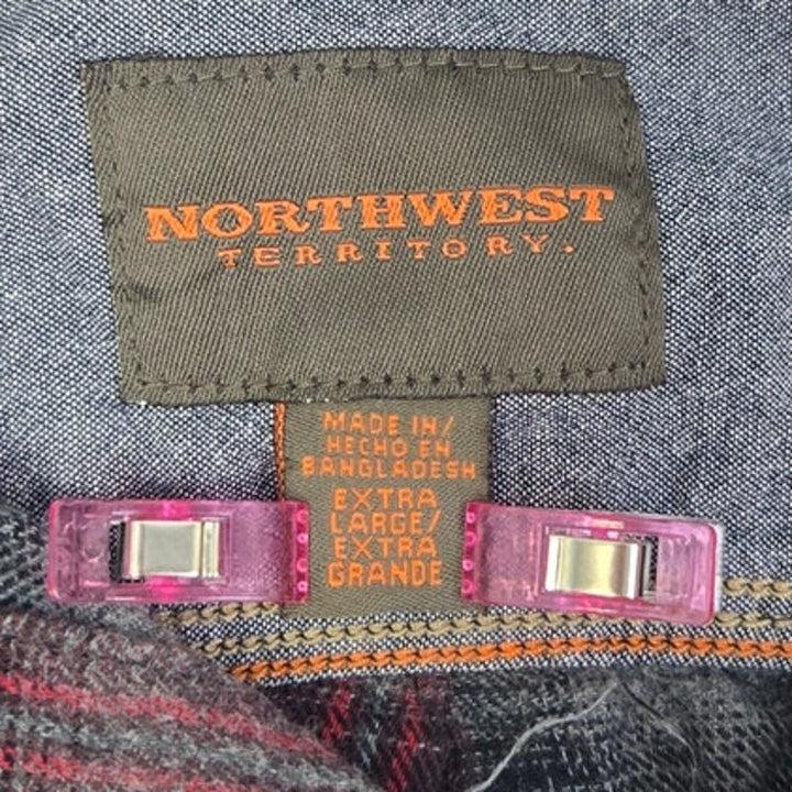 NorthWest Territory Mens XL Long Sleeve Plaid Button Down Shirt w Front Pockets