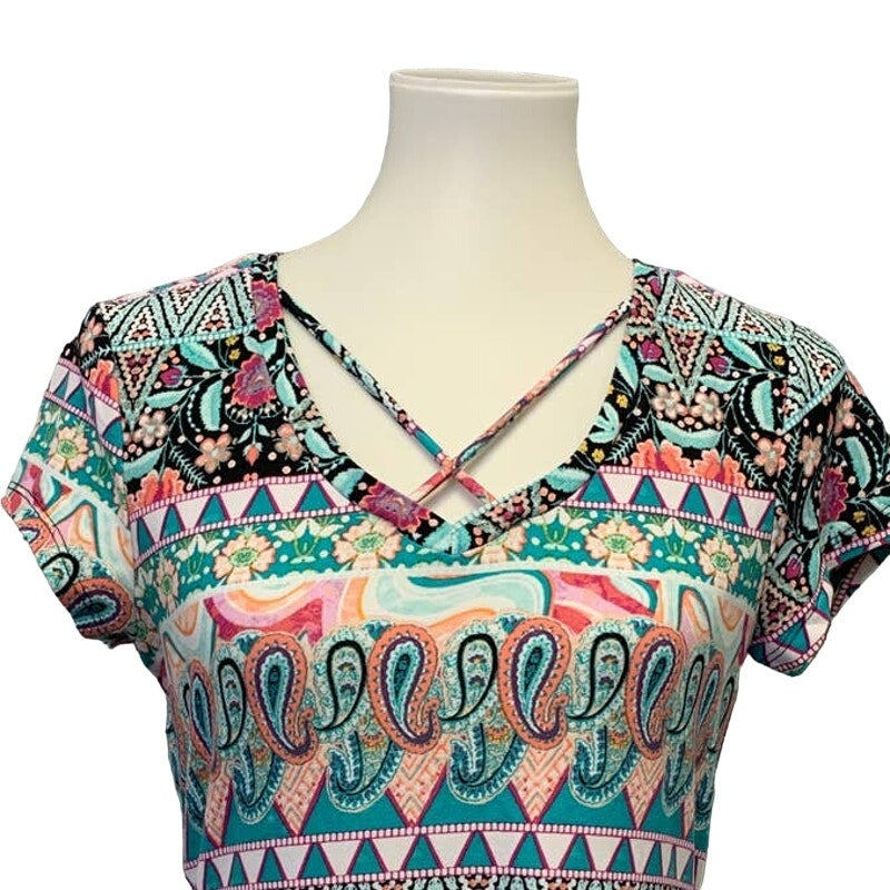 Joe Boxer Ladies Medium Super Soft Boho Floral Print Polyester Blend Long Tee