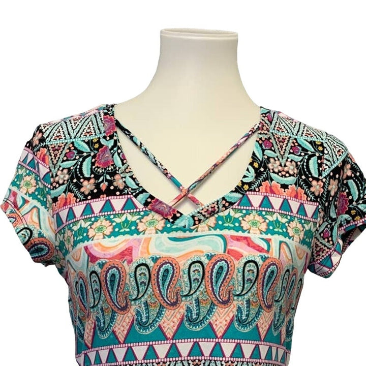 Joe Boxer Ladies Medium Super Soft Boho Floral Print Polyester Blend Long Tee