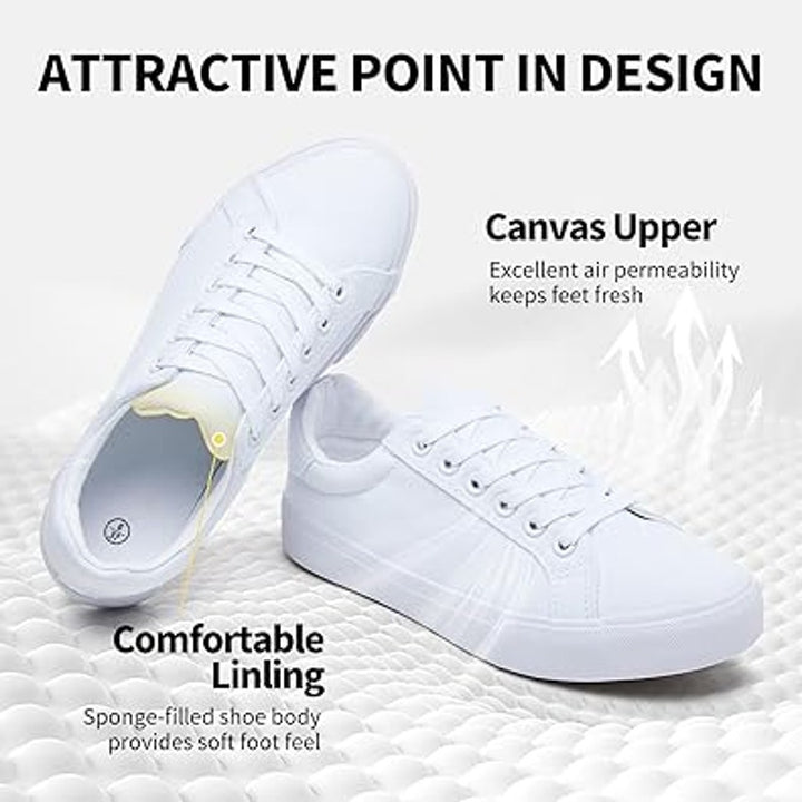New Rominz Womens Size 8.5 White Canvas Basic Lace Up Lightweight Sneaker Shoes