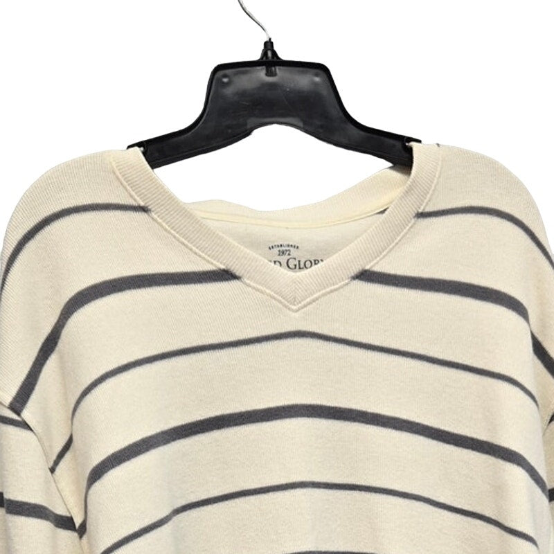 Faded Glory Mens 2XL 100% Cotton Long Sleeve Striped V-Neck Knit Sweater