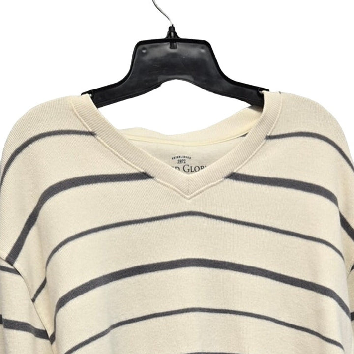 Faded Glory Mens 2XL 100% Cotton Long Sleeve Striped V-Neck Knit Sweater
