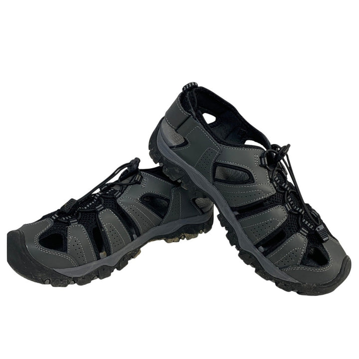 Eddie Bauer Mens Size 9 Gray Sandal Drawstring Lace Adjustable Strap Sandals
