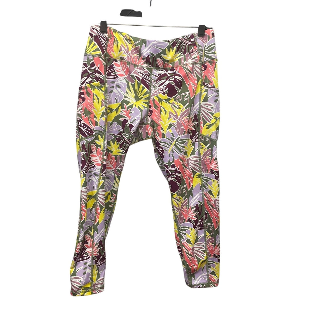 Pro Player Womens Large Floral Leaves PolySpandex Blend Athletic Ankle Leggings
