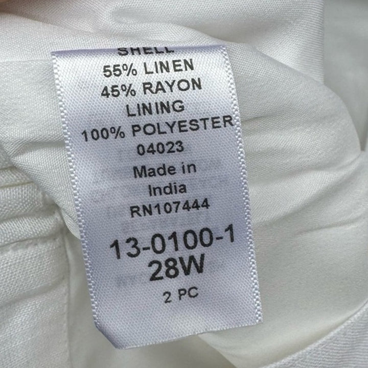 New Jessica London Womens Plus Size 28W White Linen Blend Lined Bermuda Shorts