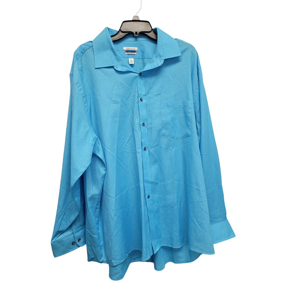 Van Heusen 3XL Poly Cotton Sky Blue Long Sleeve Button Up Shirt w Front Pocket