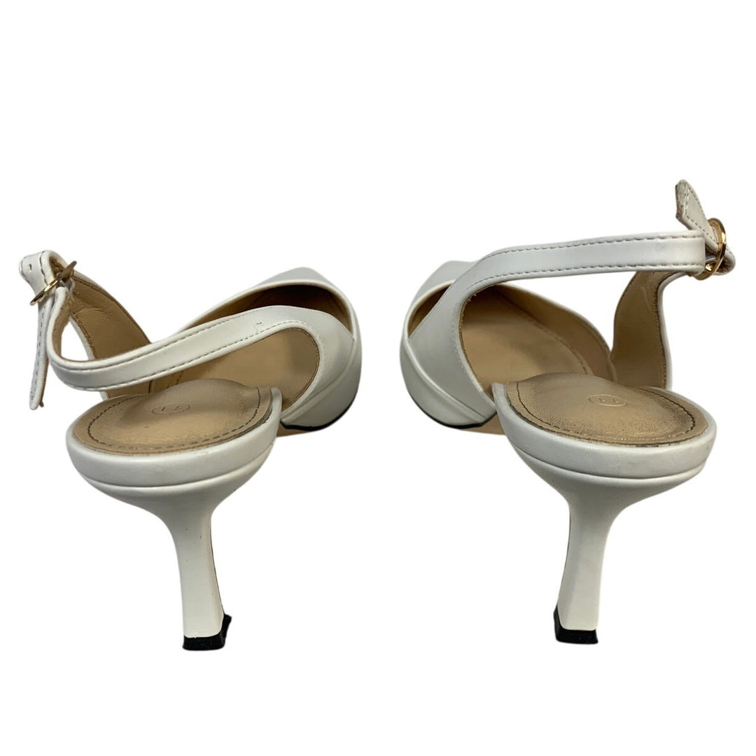 Rilista Womens Size 11 White 3.5" Heel Sling Back Closed Pointed Toe Shoes