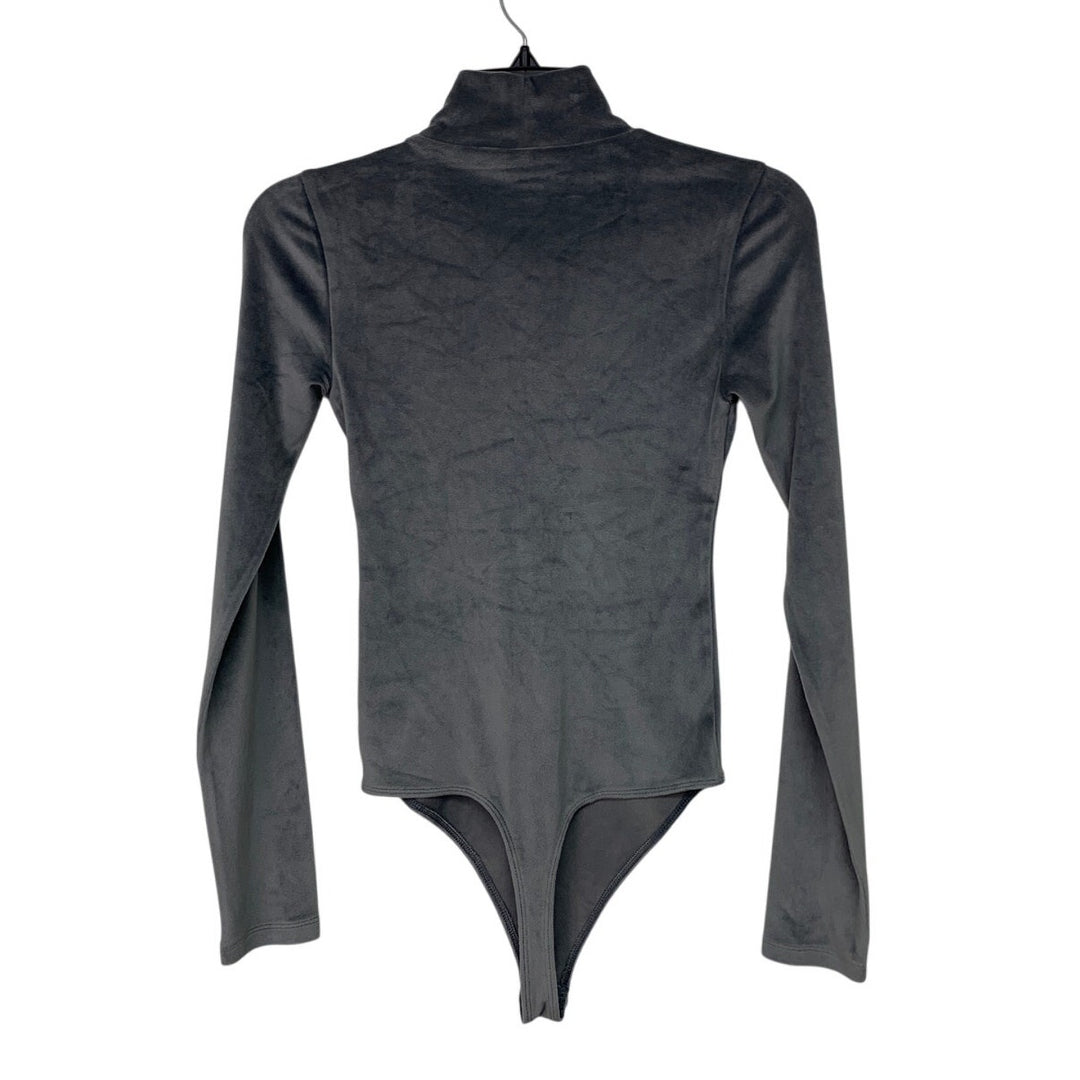 New American Eagle Womens Small Long Sleeve Soft Velour Snap Closure Bodysuit