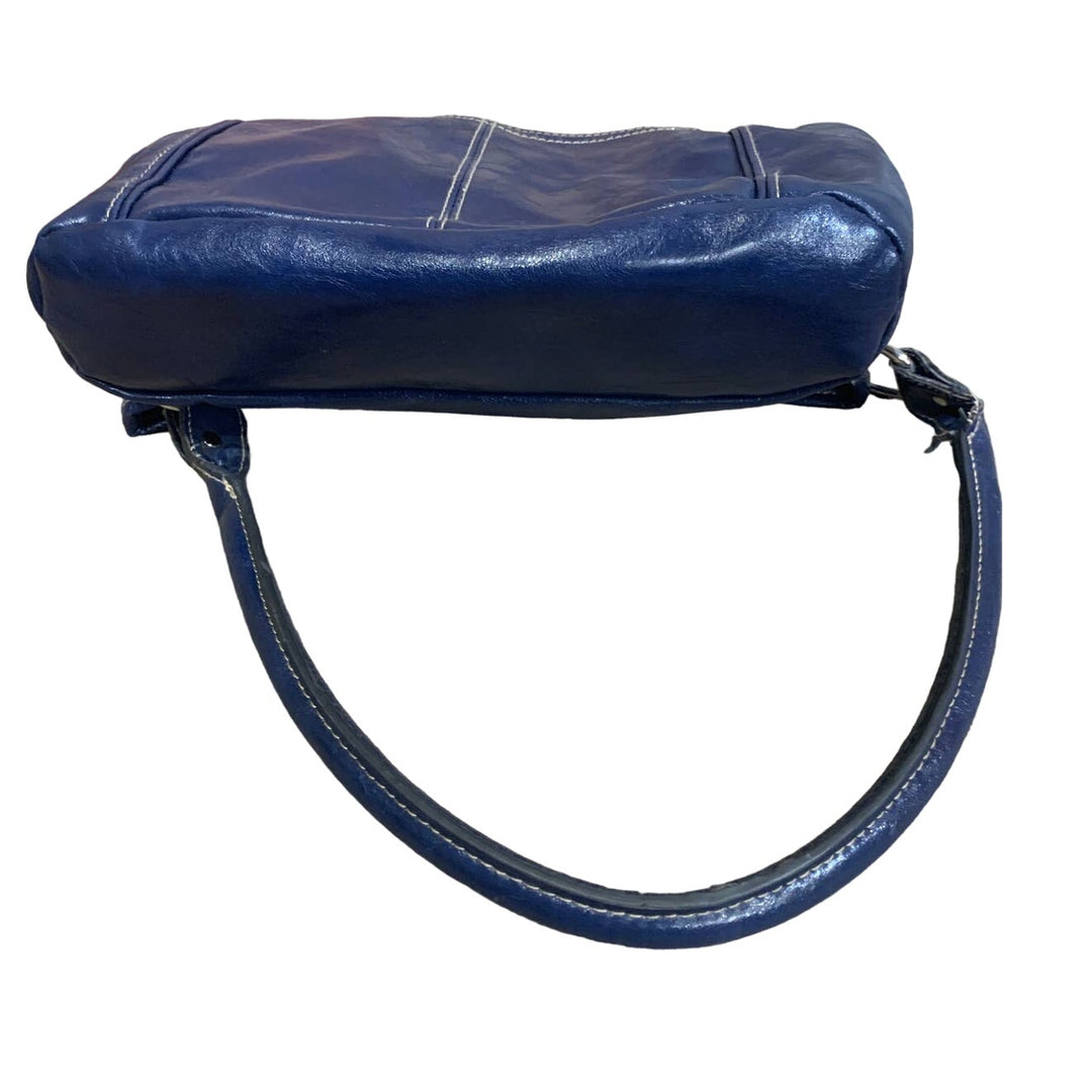 Croft &amp; Barrow Faux Leather Single Strap Blue Handbag Purse w Lots of Pockets