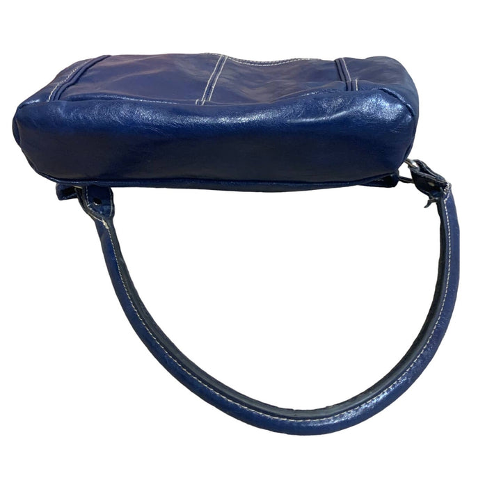 Croft &amp; Barrow Faux Leather Single Strap Blue Handbag Purse w Lots of Pockets