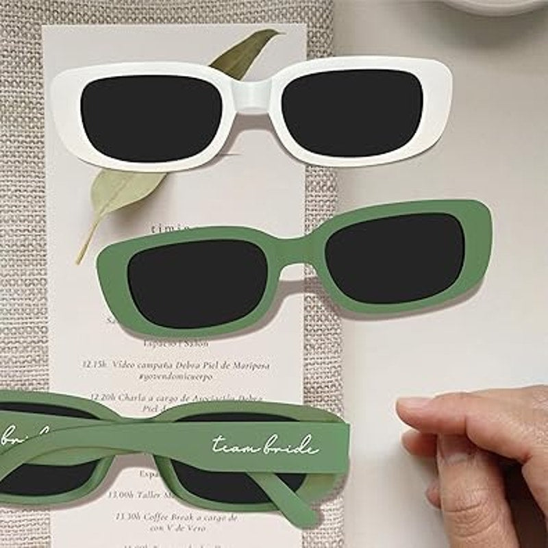 New LotsBuyLots 9 Pack Team Bride Green White Retro Rectangle Plastic Sunglasses