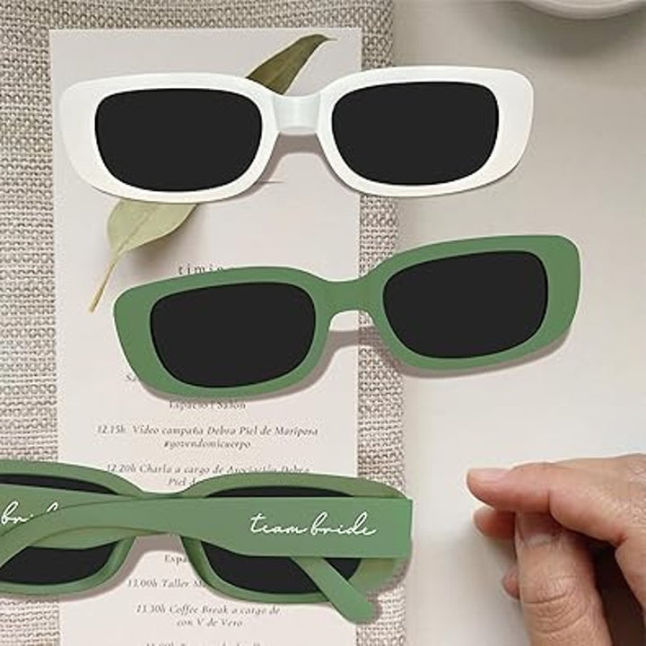 New LotsBuyLots 9 Pack Team Bride Green White Retro Rectangle Plastic Sunglasses