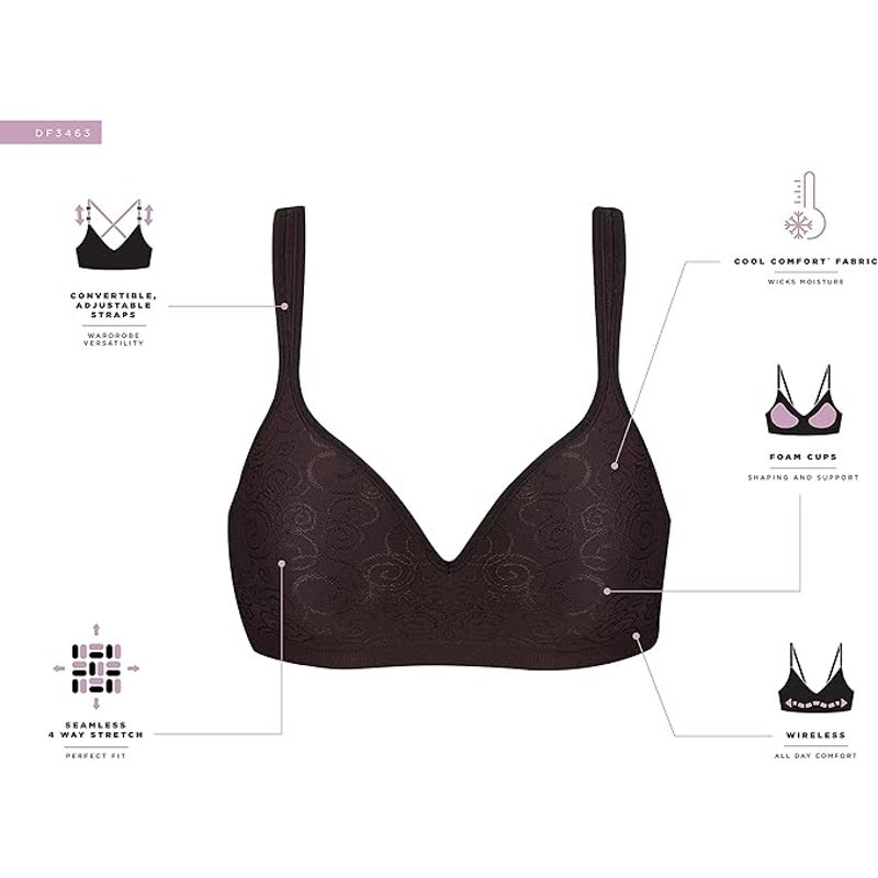 NWT New Bali Womens Size 38D White Cool Comfort Revolution Wire Free Bra