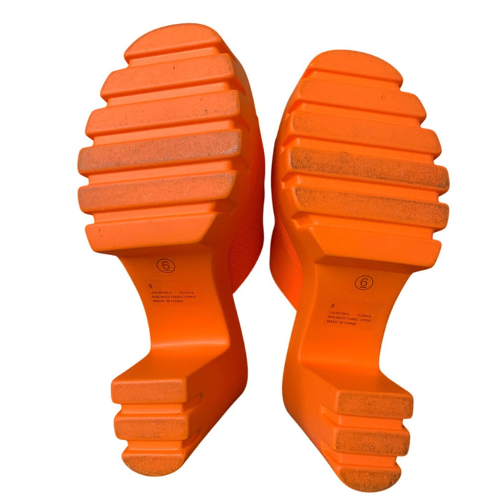 Cape Robbin Womens Size 6 Orange Open Toe 4.25" Platform Heel Slide On Shoes
