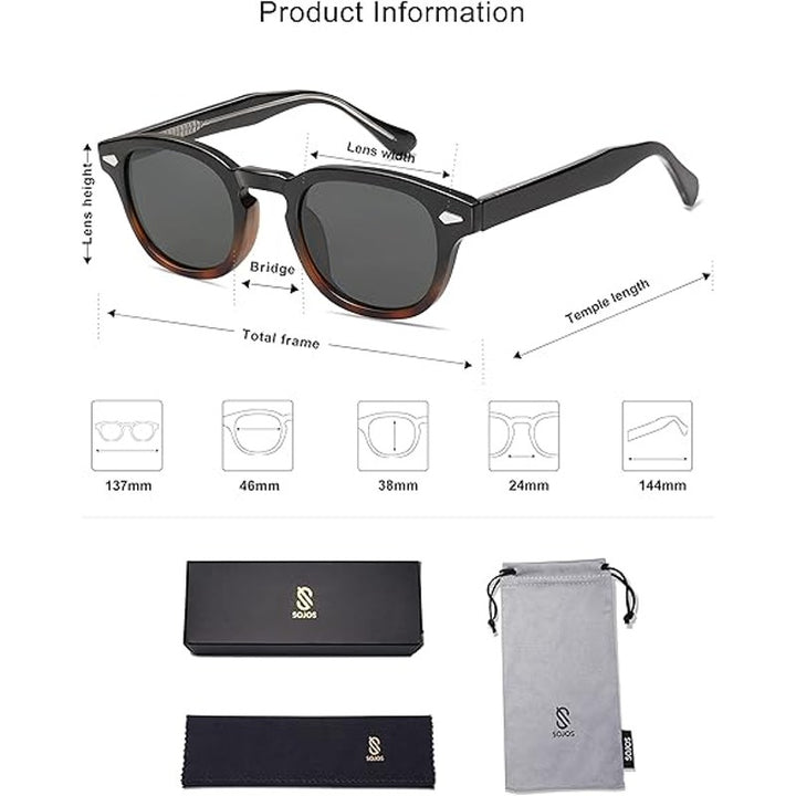 New Sojos Womens Retro Black Brown Small Round Tortoise Shell UV400 Sunglasses