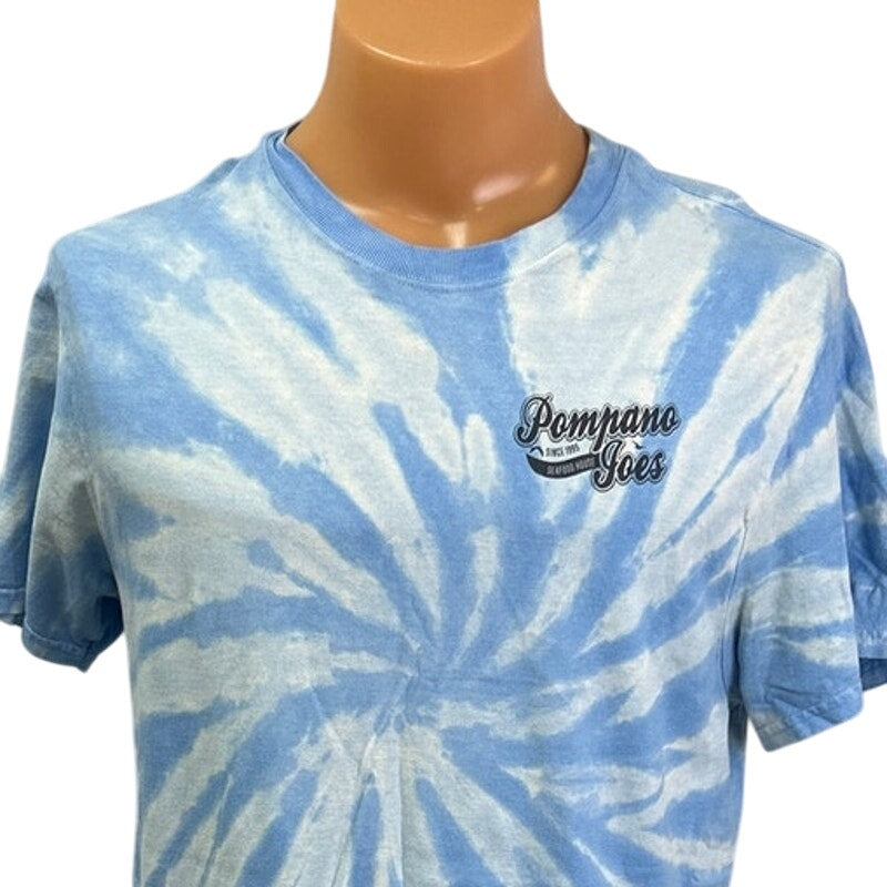 Pompano Joes Mens Medium Tie Dye 100% Cotton Short Sleeve Crew Neck Tee Shirt