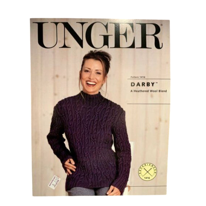 New Unger 1416 Darby Cabled Mock Turtleneck Pullover Sweater Knitting Pattern