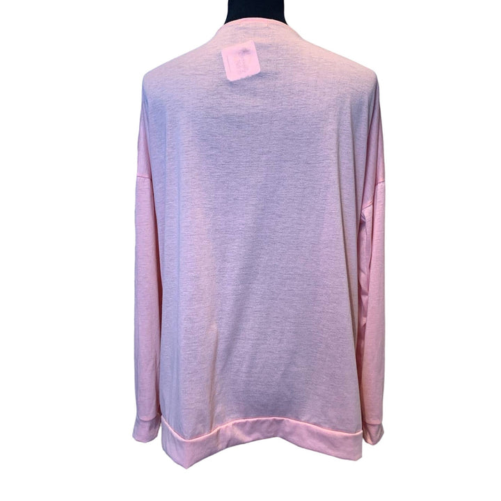 NWT Sumhoo XXL Pretty Pale Pink Lightweight Long Sleeve Neckline Zipper Top