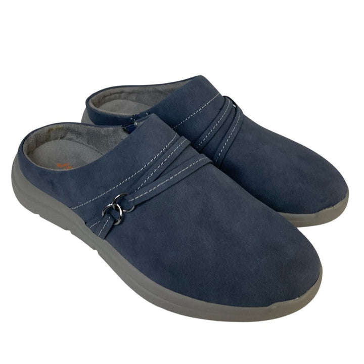 JSport Womens Size 7 Blue Faux Leather Gina Slip On Memory Foam Sneaker Shoes